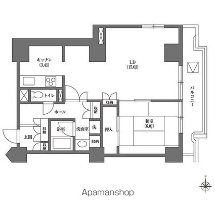 文京グリーンコートビュータワー本駒込[1LDK/64.68m2]の間取図