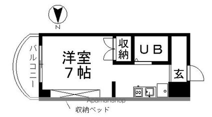 岩井橋ロイヤルハイツ[1K/18.9m2]の間取図