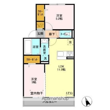 フォレステラ葛城[2LDK/50.12m2]の間取図