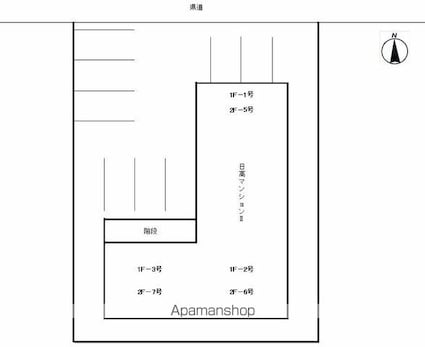 日高マンションⅡ[3DK/52.8m2]の配置図