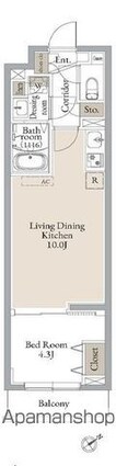 ルネサンスコート門前仲町[1LDK/34.13m2]の間取図