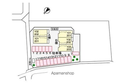 ニュープレイス　Ｂ[1LDK/42.63m2]の配置図