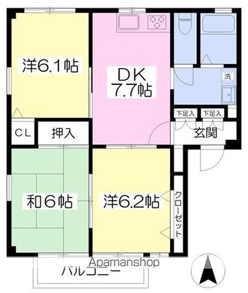 フォブール葉座　Ｂ棟[3DK/57.43m2]の内装2