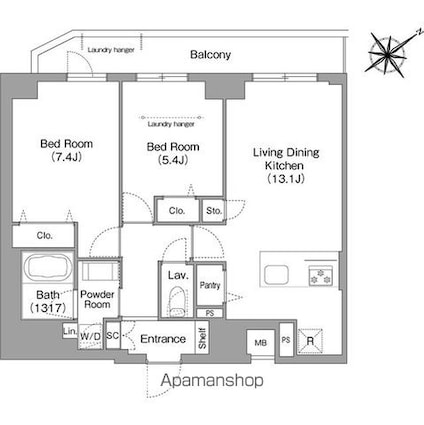 ＨＦ押上レジデンス[2LDK/60.96m2]の間取図