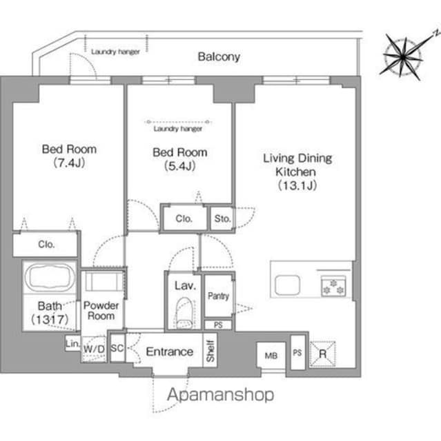 ＨＦ押上レジデンス[2LDK/60.96m2]の間取図