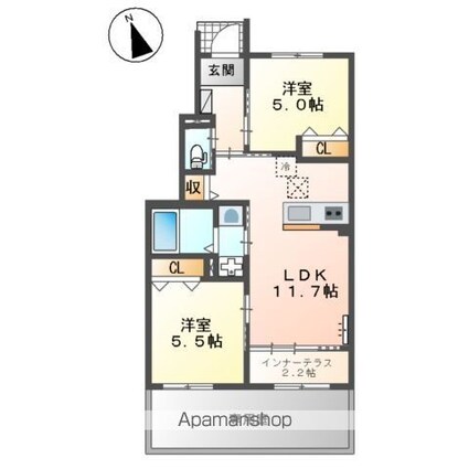 ハレカピリナ新涯[2LDK/53.74m2]の間取図