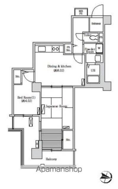 トリニティー芝浦[2DK/51.42m2]の間取図