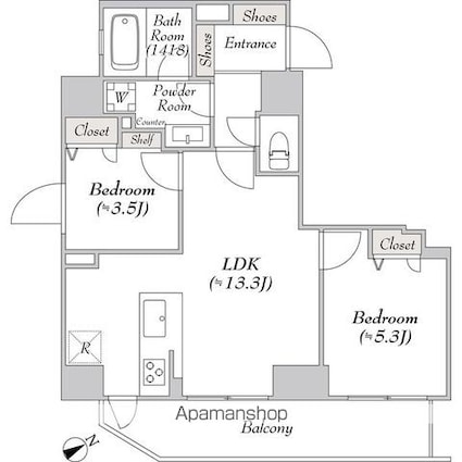 リテラス浅草橋イースト[2LDK/50.98m2]の間取図