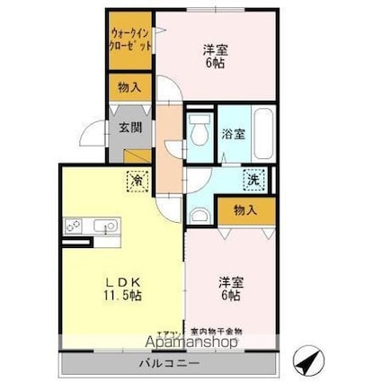 フローラル　Ａ[2LDK/58.07m2]の間取図