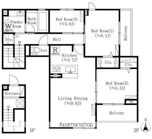 ＰＡＲＫＢＥＡＲ四谷三丁目の間取り
