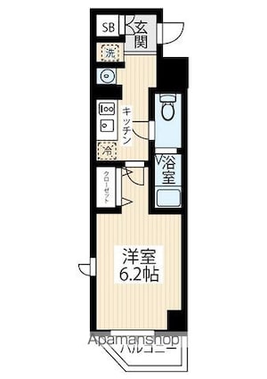 ＨＹ’ｓ　ＭＡＸＩＶ　立川錦町[1K/20.67m2]の間取図