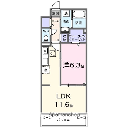 トロワ・ブランシュ・港町[1LDK/42.59m2]の間取図