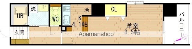 グラビスコート上幟町[1R/34.16m2]の間取図