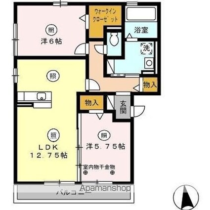 グラン　アルジャン[2LDK/60.88m2]の間取図