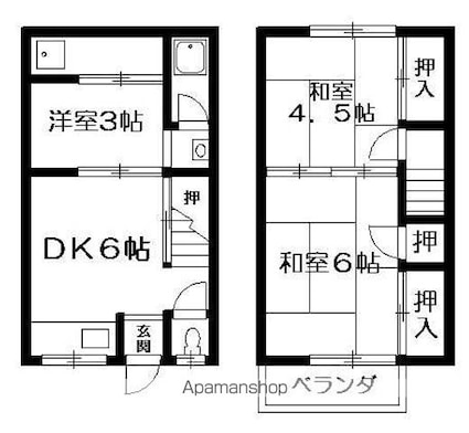 茶屋荘[3DK/47.5m2]の間取図