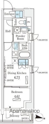 ロイヤルパークス赤羽サウス[1DK/32.55m2]の間取図
