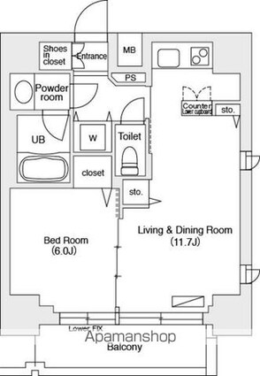 エミリブ池袋[1LDK/42.36m2]の間取図