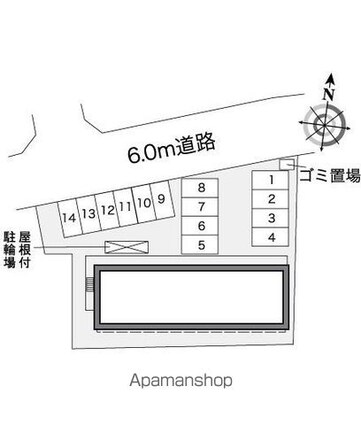 レオパレスＮＡＲＵＳＨＩＭＡ[1K/22.35m2]の配置図