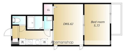 クレストール下馬[1DK/31.97m2]の間取図