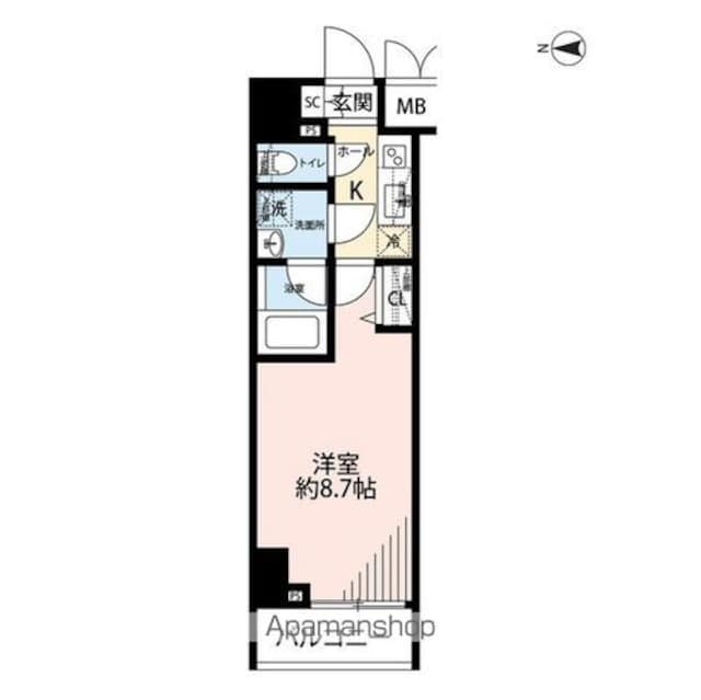 プレール・ドゥーク文京湯島[1K/26.22m2]の間取図