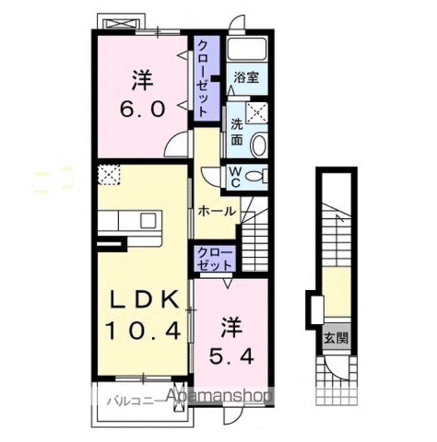 ディアコートＡ[2LDK/56.47m2]の間取図