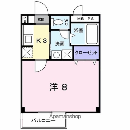 ユース・アベニュー[1K/25.2m2]の間取図