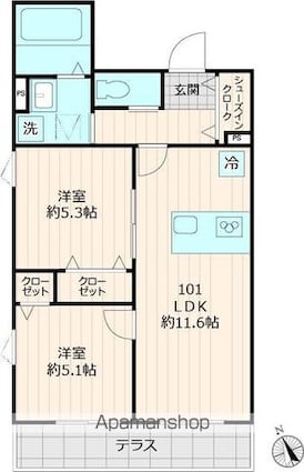 仮称メゾンブルー[2LDK/51.76m2]の間取図