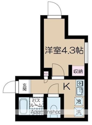 フェリーチェ中野坂上Ｅ[1K/16.04m2]の間取図