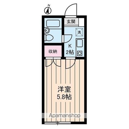 東京都世田谷区上馬２丁目[1K/18.6m2]の間取図
