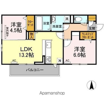 プレジデント持田　Ａ棟[2LDK/57.78m2]の間取図