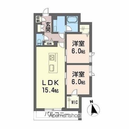 クレヴィア[2LDK/63.4m2]の間取図