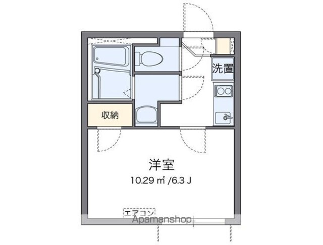 レオネクストツリーサイド[1K/20.49m2]の間取図
