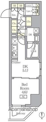 アジールコート王子[1DK/28.4m2]の間取図