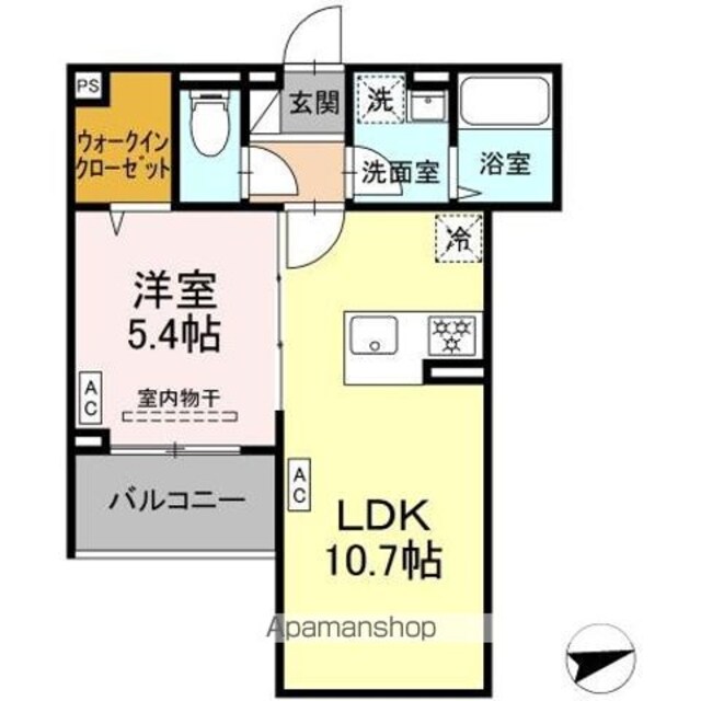 セレスティア祖師谷[1LDK/38.28m2]の間取図