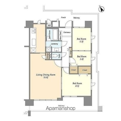 ガーデン文京白山[3LDK/87.24m2]の間取図