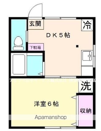 東田荘Ｂ棟[1DK/26.15m2]の間取図