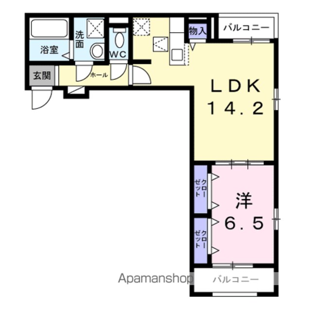 和歌山県和歌山市紀三井寺[1LDK/49.6m2]の間取図