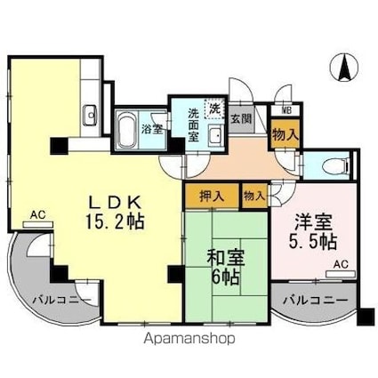 パルコート松山[2LDK/58.84m2]の間取図