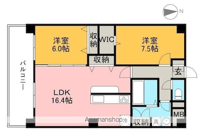 パストラーレ札場[2LDK/69m2]の間取図
