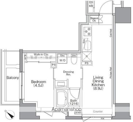 ザ・パークハビオＳＯＨＯ横浜関内[1LDK/31.73m2]の間取図