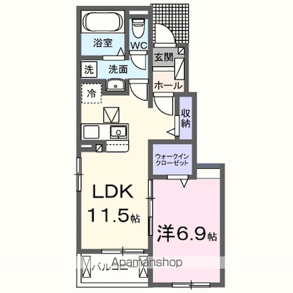 グラースＳＡＭ　Ⅲ[1LDK/44.17m2]の間取図