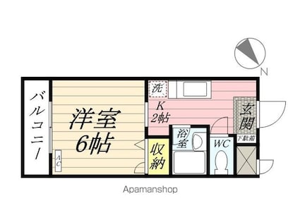 ＥＸＣＥＬＣＯＵＲＴ１２４ーＢ[1K/22.78m2]の間取図