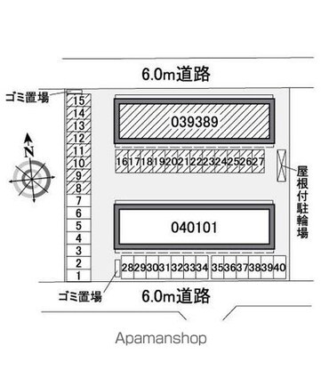 レオパレスグランコルムⅡ[1K/23.61m2]の配置図