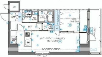 東京都新宿区大久保１丁目[1LDK/40.7m2]の間取図