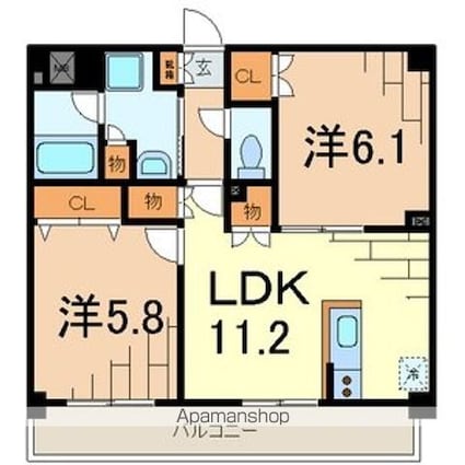 東京都江東区南砂５丁目[2LDK/51.6m2]の間取図