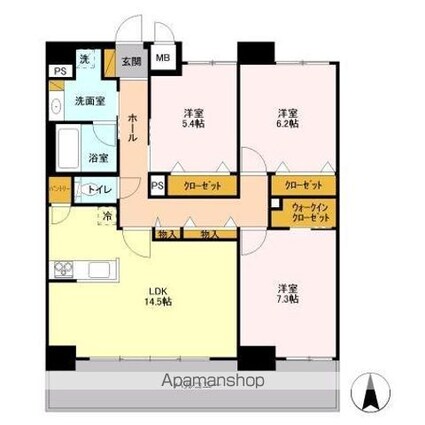 フロンティア・コンフォート研究学園[3LDK/81.93m2]の間取図
