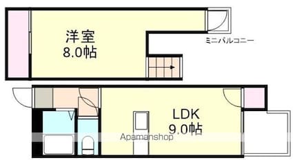 アルファムーンリョーツー[1LDK/40m2]の間取図