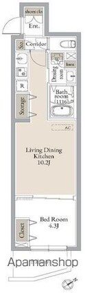ルネサンスコート門前仲町[1LDK/35.19m2]の間取図
