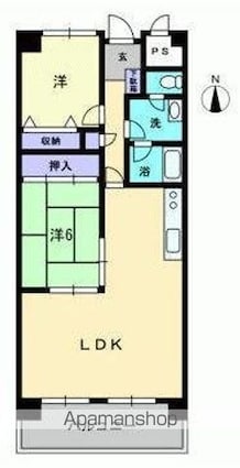 パークサイド鶴市[2LDK/65.61m2]の間取図