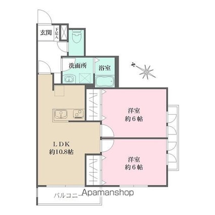 牛込神楽坂レジデンス[2LDK/52.87m2]の間取図